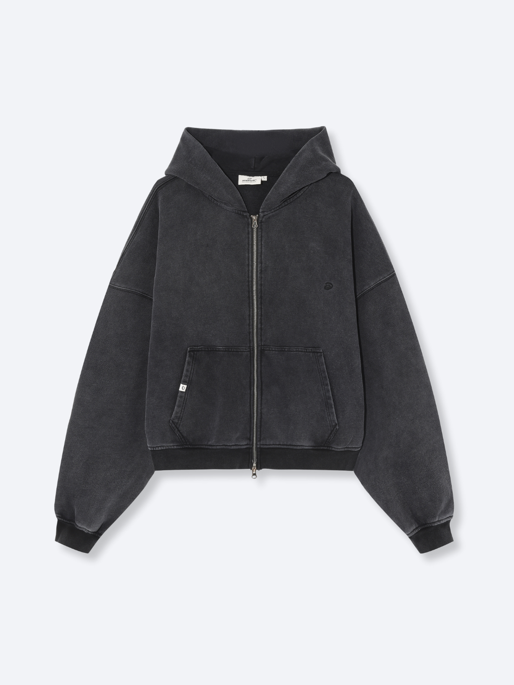 Sudadera Essential de Corte Boxy con Doble Cremallera – Negro Vintage