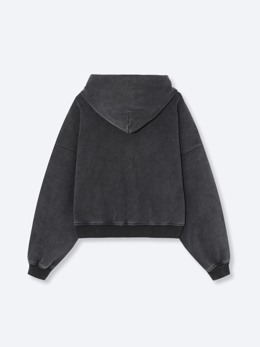 Sudadera Essential de Corte Boxy con Doble Cremallera – Negro Vintage