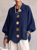 Clara™ | Cárdigan Oversize con Cuello y Botones Dorados