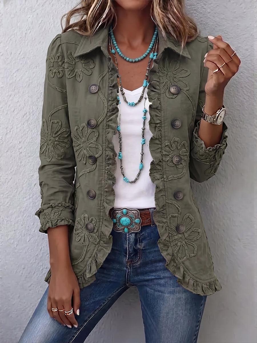 Carlota™ | Chaqueta Bohemia de Flores Bordadas y Volantes