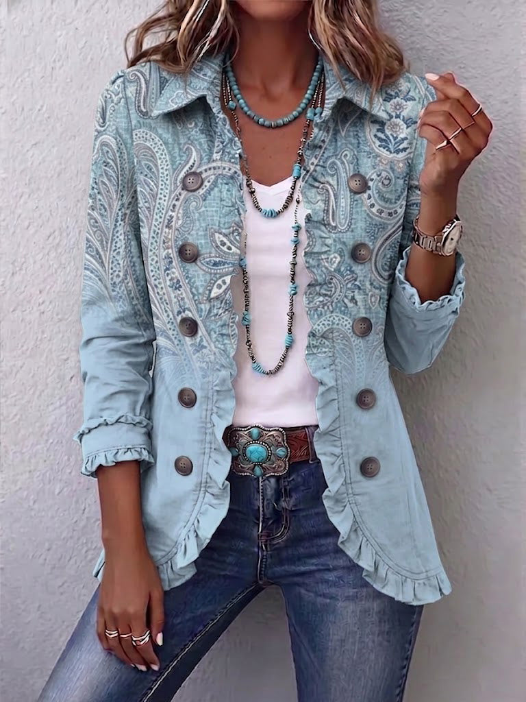 Carlota™ | Chaqueta Bohemia de Flores Bordadas y Volantes