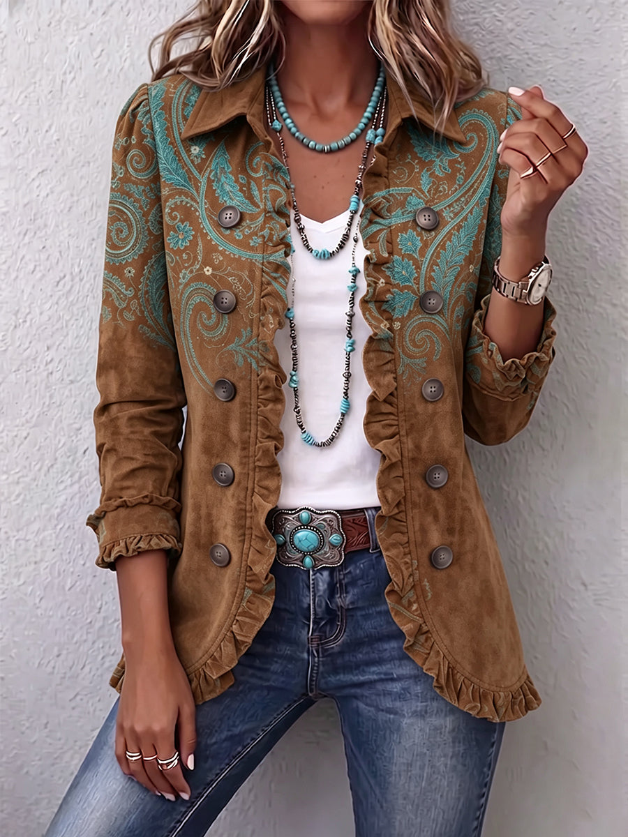 Carlota™ | Chaqueta Bohemia de Flores Bordadas y Volantes