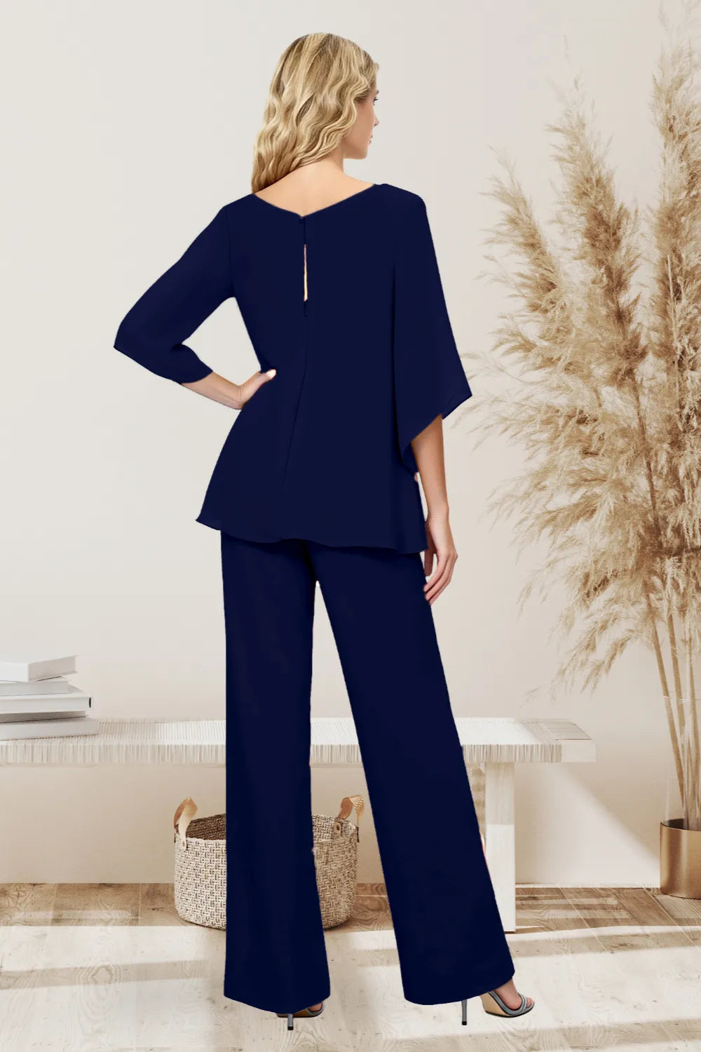 Conjunto sofisticado de pantalón formal de corte holgado