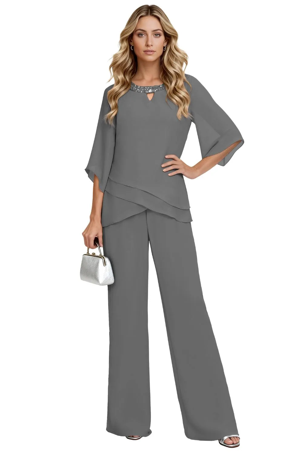 Conjunto sofisticado de pantalón formal de corte holgado
