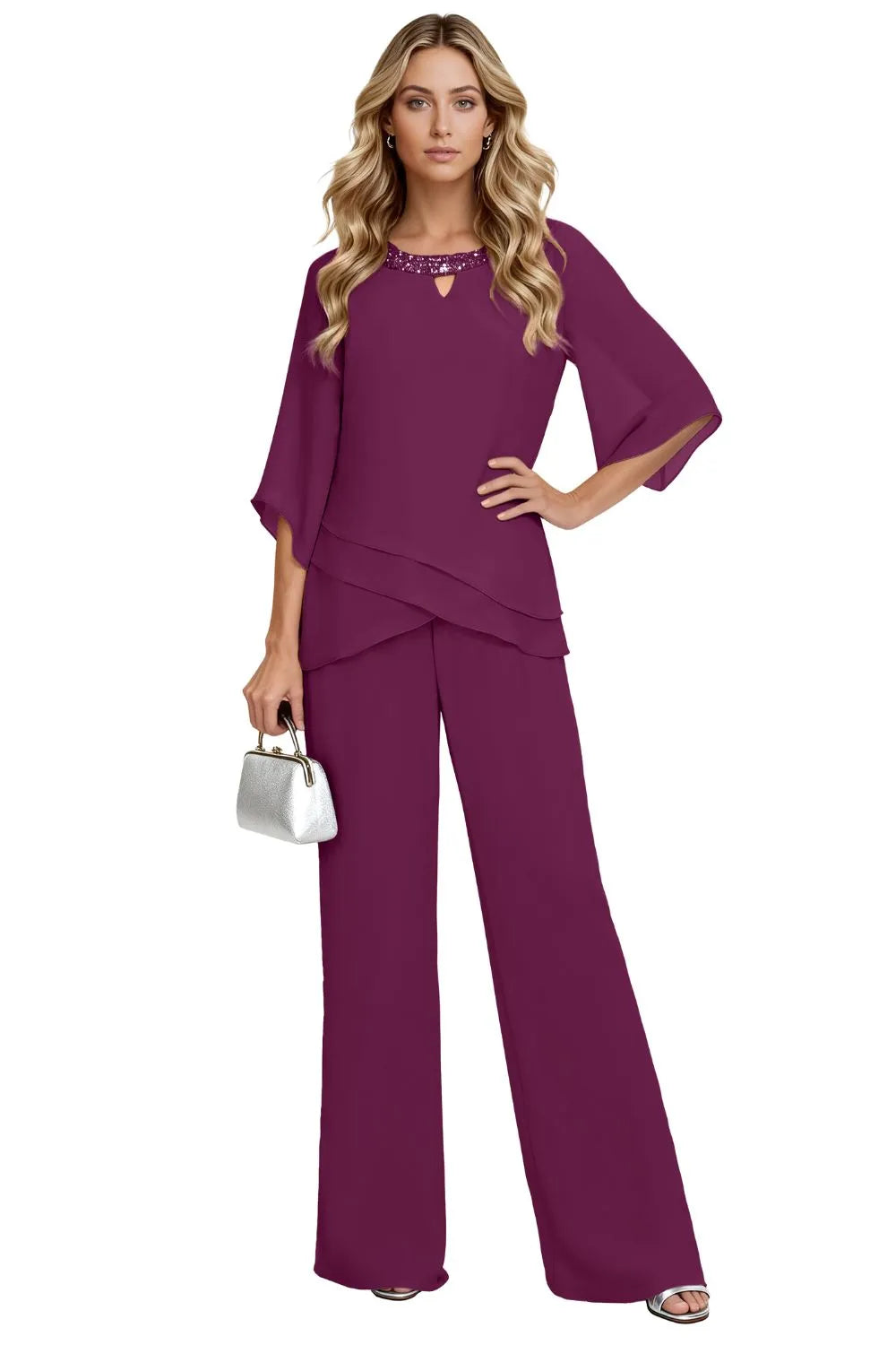 Conjunto sofisticado de pantalón formal de corte holgado