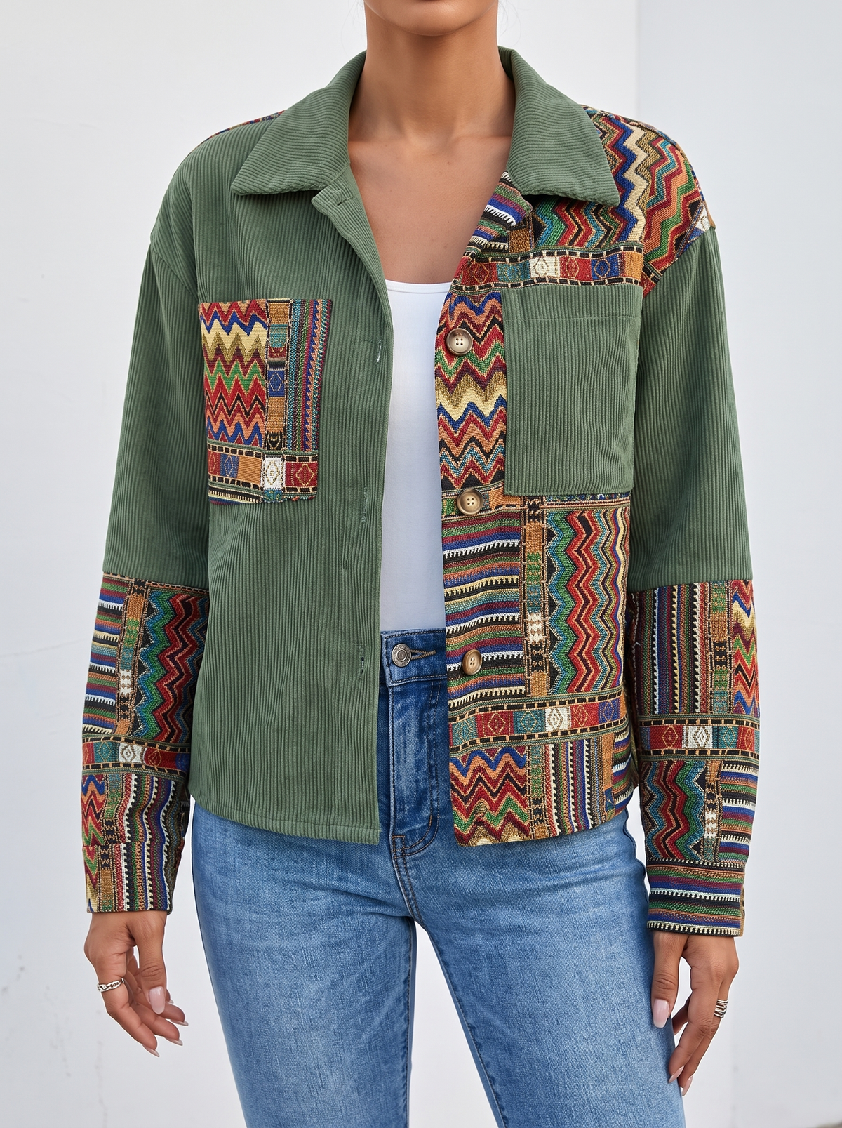 Livia™ | Chaqueta de Pana Patchwork